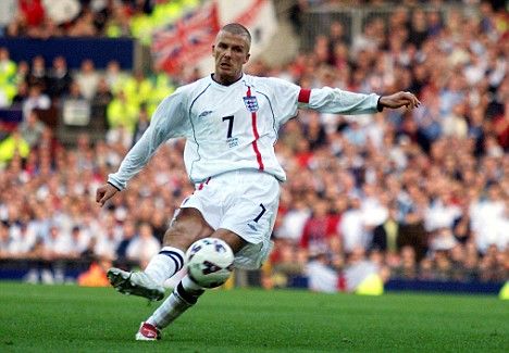 Beckham scored a crucial free-kick against Greece, 2001