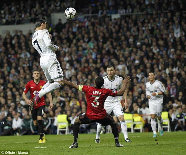 Cristiano Ronaldo leapt high to score a header, 2013