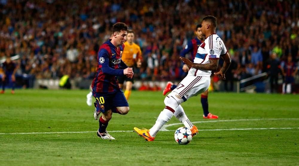 Messi scored twice — including his iconic goal after dribbling past Boateng, 2015