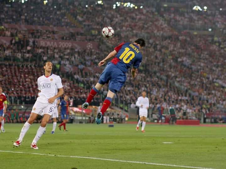 Messi scored a rare header, 2009