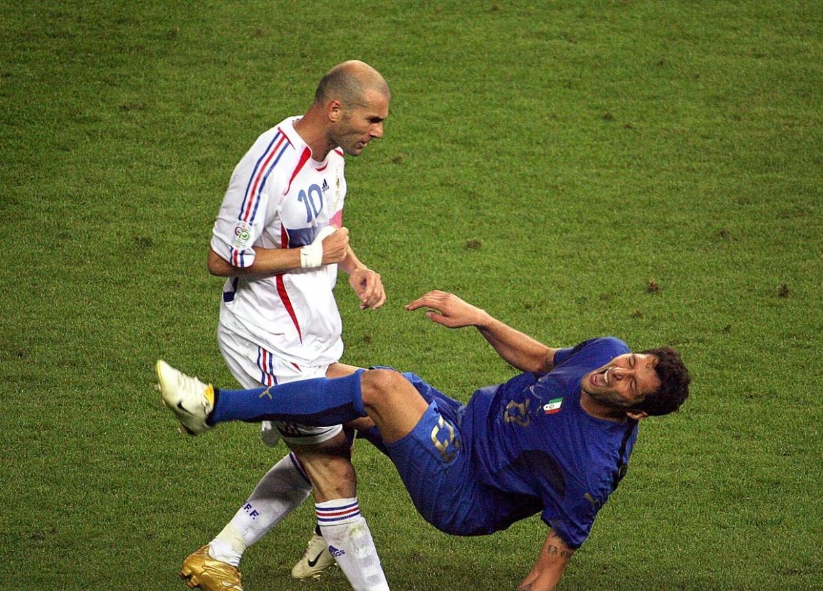 French captain Zinedine Zidane headbutted Italian player Marco Materazzi, 2006
